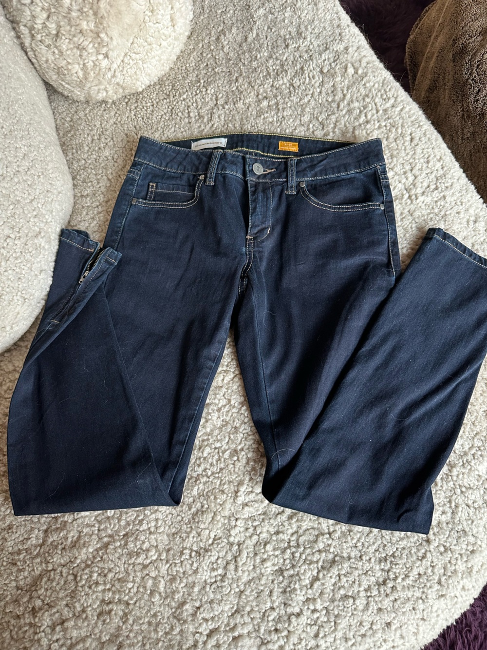 Pilcro and the Letterpress No. 27 Low-Rise Straight Dark Denim Jeans